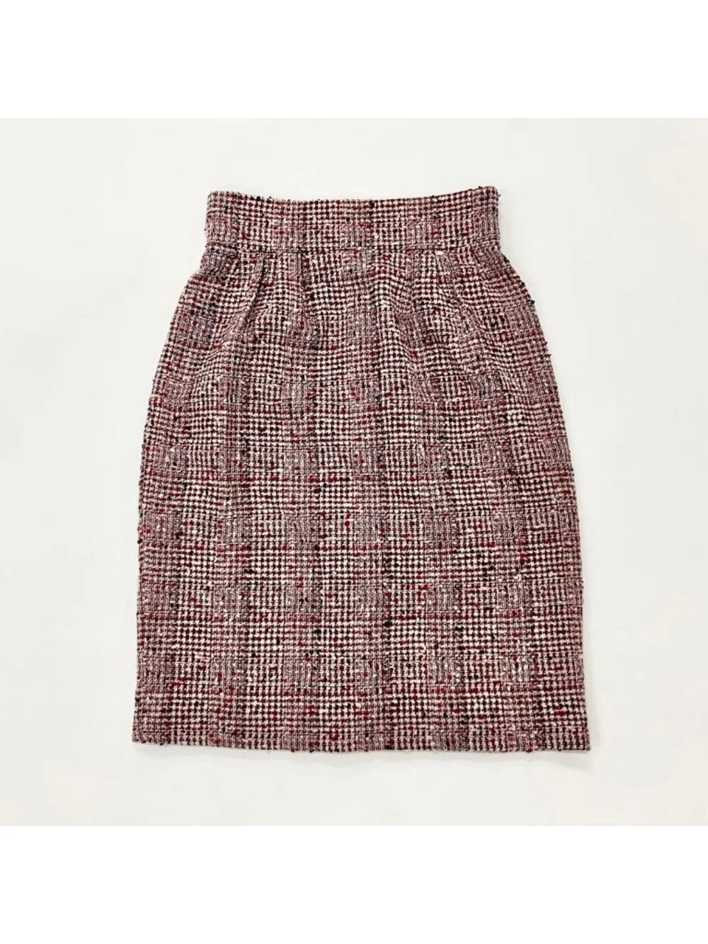Chanel Skirt Wool Tweed Mid Red
